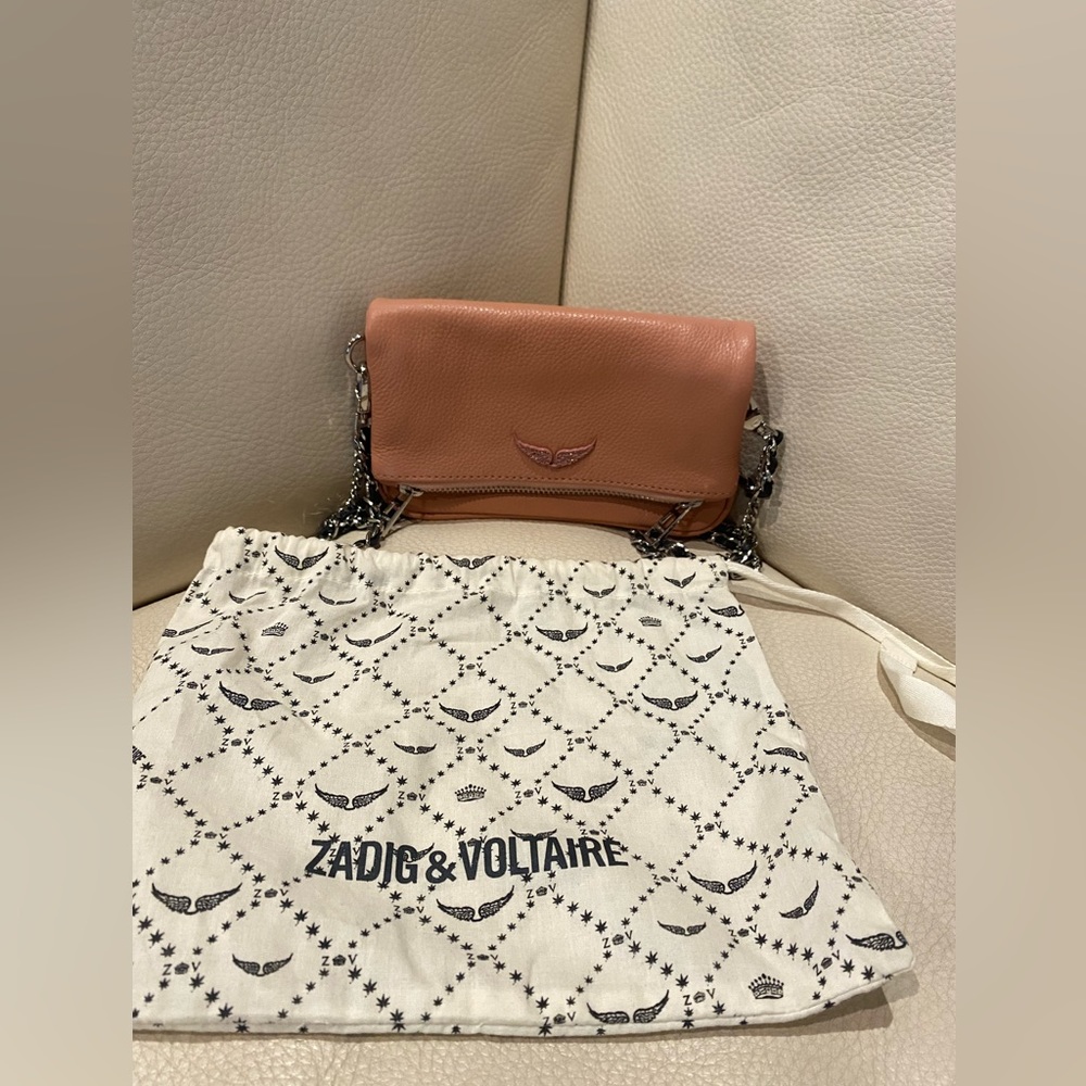 Zadig and Voltaire rock grained double strap clutch and shoulder purse